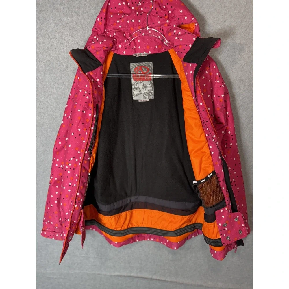 Marker Jacket Youth Girls 14 Pink Dotted Hooded Full Zip Ski‎ Snow Winter Coat